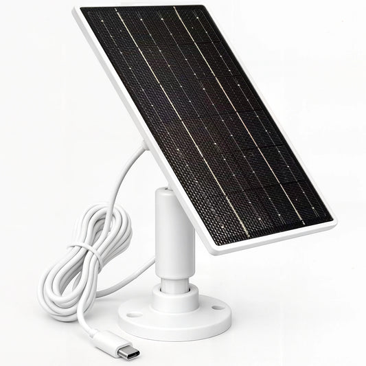 Solar Panel With a White Base and a USB Cable, Designed for Outdoor Use